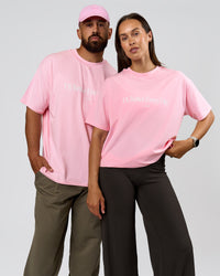 Duo wearing VS6 1% Better Fathers Day FLXCotton Oversized Tee - Marshmallow | Model:Jess | Size:S | Model:Jordan | Size:XL | Thumbnail Index: 3