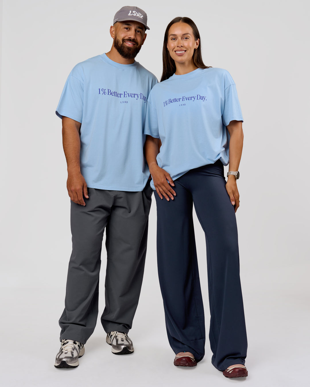 Duo wearing VS6 1% Better Fathers Day FLXCotton Oversized Tee - Open Air | Model:Jess | Size:S | Model:Jordan | Size:XL - view 7