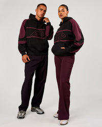 Duo wearing Vibe Oversized Hoodie - Black-Cherry Lacquer | Model:Rosie | Size:S | Model:Albert | Size:M | Thumbnail Index: 2