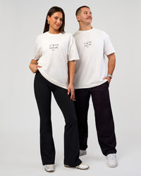 Duo wearing Andrew J. Steel x LSKD Heavyweight FLXCotton Oversized Tee - White | Model:Bianca | Size:XS | Model:Jaiden | Size:L | Thumbnail Index: 3
