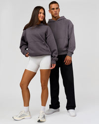 Duo wearing Base Oversized Hoodie - Duskstone | Model:Bianca | Size:XS | Model:Albert | Size:M | Thumbnail Index: 1