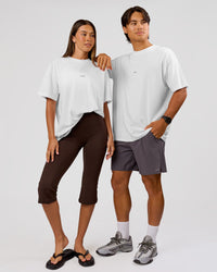 Duo wearing VS26 1% Better FLXCotton Oversize Tee - White-Black | Model:Charli | Size:XS | Model:George | Size:M | Thumbnail Index: 6