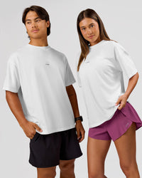 Duo wearing VS26 MFBS FLXCotton Oversize Tee - White-Black | Model:Charli | Size:XS | Model:George | Size:M | Thumbnail Index: 6