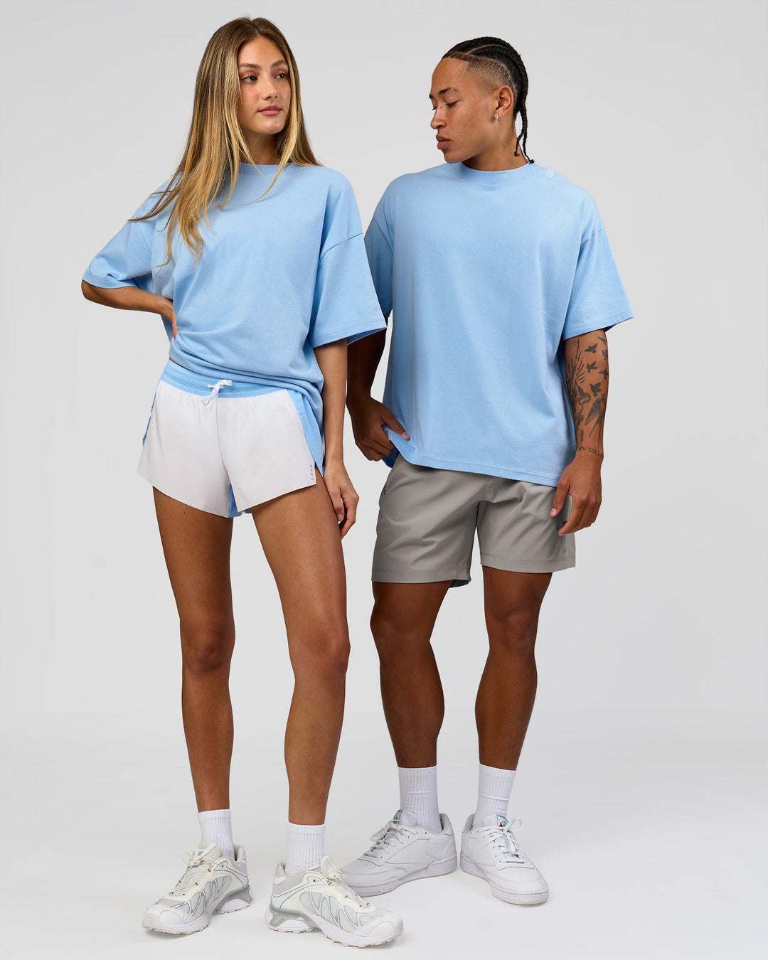 Duo wearing Strong is Beautiful Heavyweight Oversized Tee - Open Air | Model:Georgia | Size:XS | Model:Malebo | Size:M - view 10