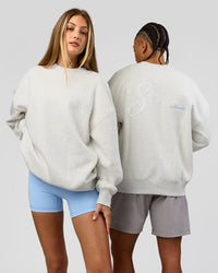 Duo wearing Strong is Beautiful Oversized Sweater - Silver Marl | Model:Georgia | Size:XS | Model:Malebo | Size:M | Thumbnail Index: 0