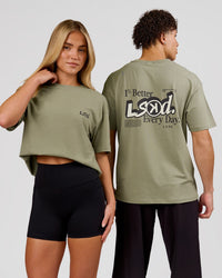 Duo wearing Blended FLXCotton Oversize Tee  - Fog | Model:Issy | Size:XS | Model:Leandro | Size:M | Thumbnail Index: 0