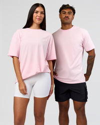 Duo wearing Dare To Think FLXCotton Tee Oversize - Marshmallow Washed-White | Model:Rhiley | Size:XS | Model:Xav | Size:L | Thumbnail Index: 3