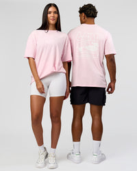 Duo wearing Dare To Think FLXCotton Tee Oversize - Marshmallow Washed-White | Model:Rhiley | Size:XS | Model:Xav | Size:L | Thumbnail Index: 9
