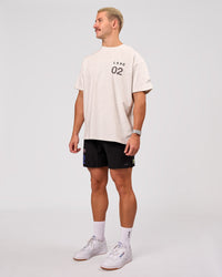 Man wearing Hybrid Elements Heavyweight FLXCotton Oversized Tee  - Silver Marl | Model:Jaiden | Size:L | Thumbnail Index: 4