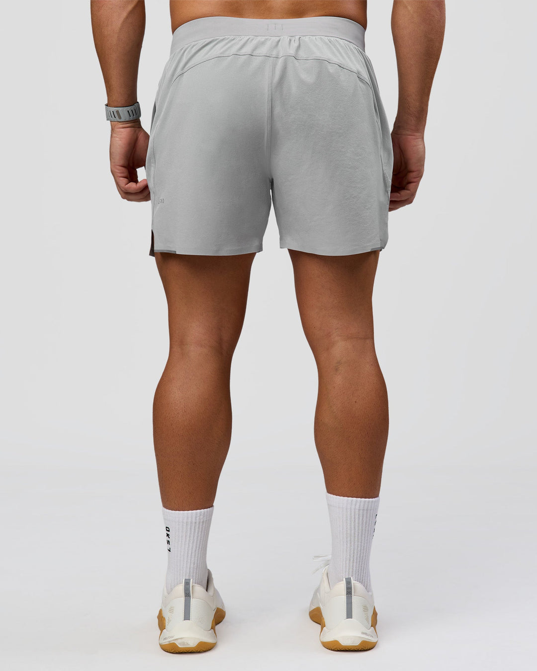 Man wearing Hybrid Lined 5" Short - Alloy | Model:Jaiden | Size:L - view 4