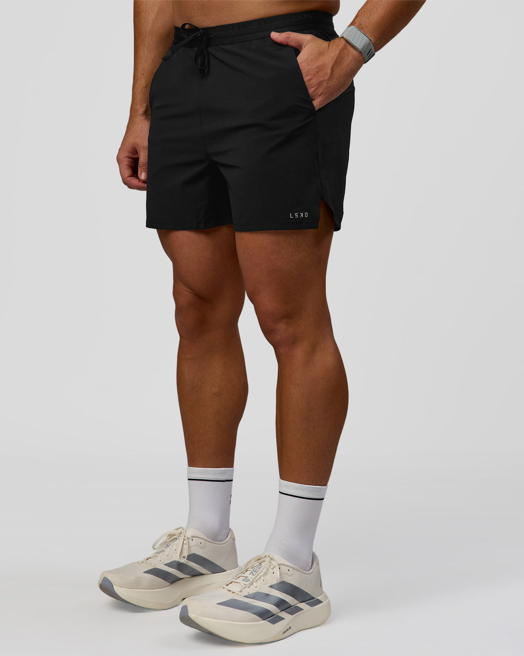 Man wearing Pace 5" Lined Ripstop Short - Black | Model:Jaiden | Size:L - view 6