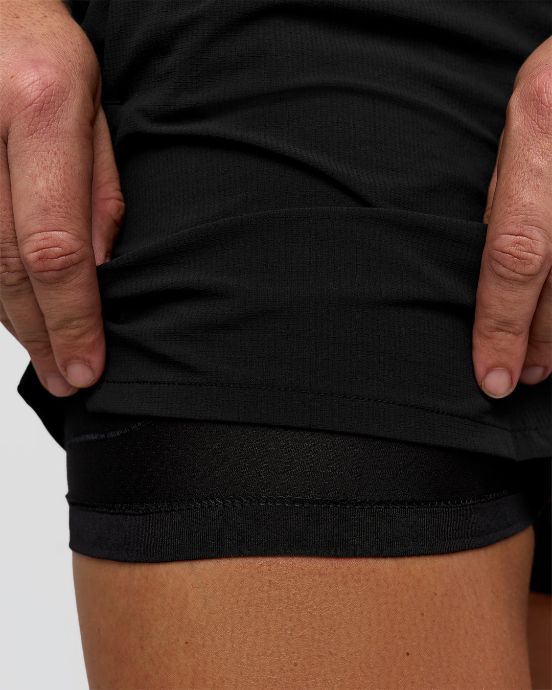 Man wearing Pace 5" Lined Ripstop Short - Black | Model:Jaiden | Size:L - view 8