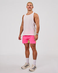 Man wearing UltraAir 5" Lined Performance Short - Sugar Plum-Lime Glo | Model:Jaiden | Size:L | Thumbnail Index: 4