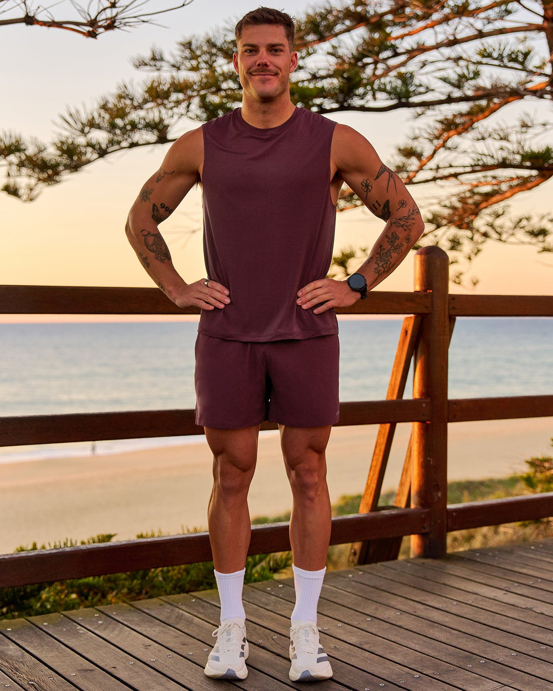 Man wearing Rep Muscle Training Tank - Cherry Lacquer | Model:Riley | Size:L - view 6