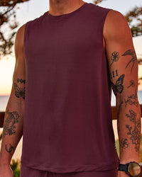 Man wearing Rep Muscle Training Tank - Cherry Lacquer | Model:Riley | Size:L | Thumbnail Index: 4