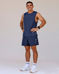 Man wearing Greatest of All Time Functional Training 7" Short - Future Navy-White | Model:Shane | Size:L | Thumbnail Index: 3
