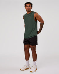 Man wearing Base FLXCotton Tank - Midnight Green Washed | Model:Xav | Size:L | Thumbnail Index: 4