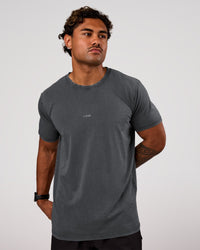 Man wearing Base FLXCotton Tee Oversized - Dark Storm Washed | Model:Xav | Size:L | Thumbnail Index: 0