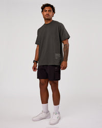 Man wearing Block Heavyweight Oversized Tee  - Onyx-Alloy | Model:Xav | Size:L | Thumbnail Index: 10