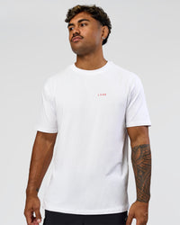 Man wearing Dare To Think FLXCotton Tee Oversize - White-Scarlet | Model:Xav | Size:L | Thumbnail Index: 4