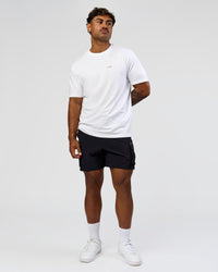 Man wearing Dare To Think FLXCotton Tee Oversize - White-Scarlet | Model:Xav | Size:L | Thumbnail Index: 7