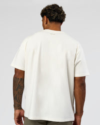 Man wearing League Heavyweight FLXCotton Oversized Tee - Off White-Ground Coffee | Model:Xav | Size:L | Thumbnail Index: 6