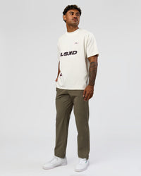 Man wearing League Heavyweight FLXCotton Oversized Tee - Off White-Ground Coffee | Model:Xav | Size:L | Thumbnail Index: 11