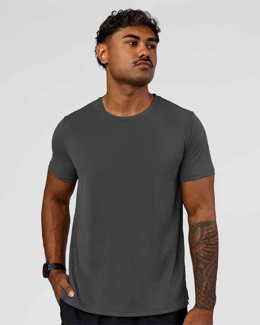 Man wearing Rep Training Tee - Dark Storm | Model:Xav | Size:L - view 1
