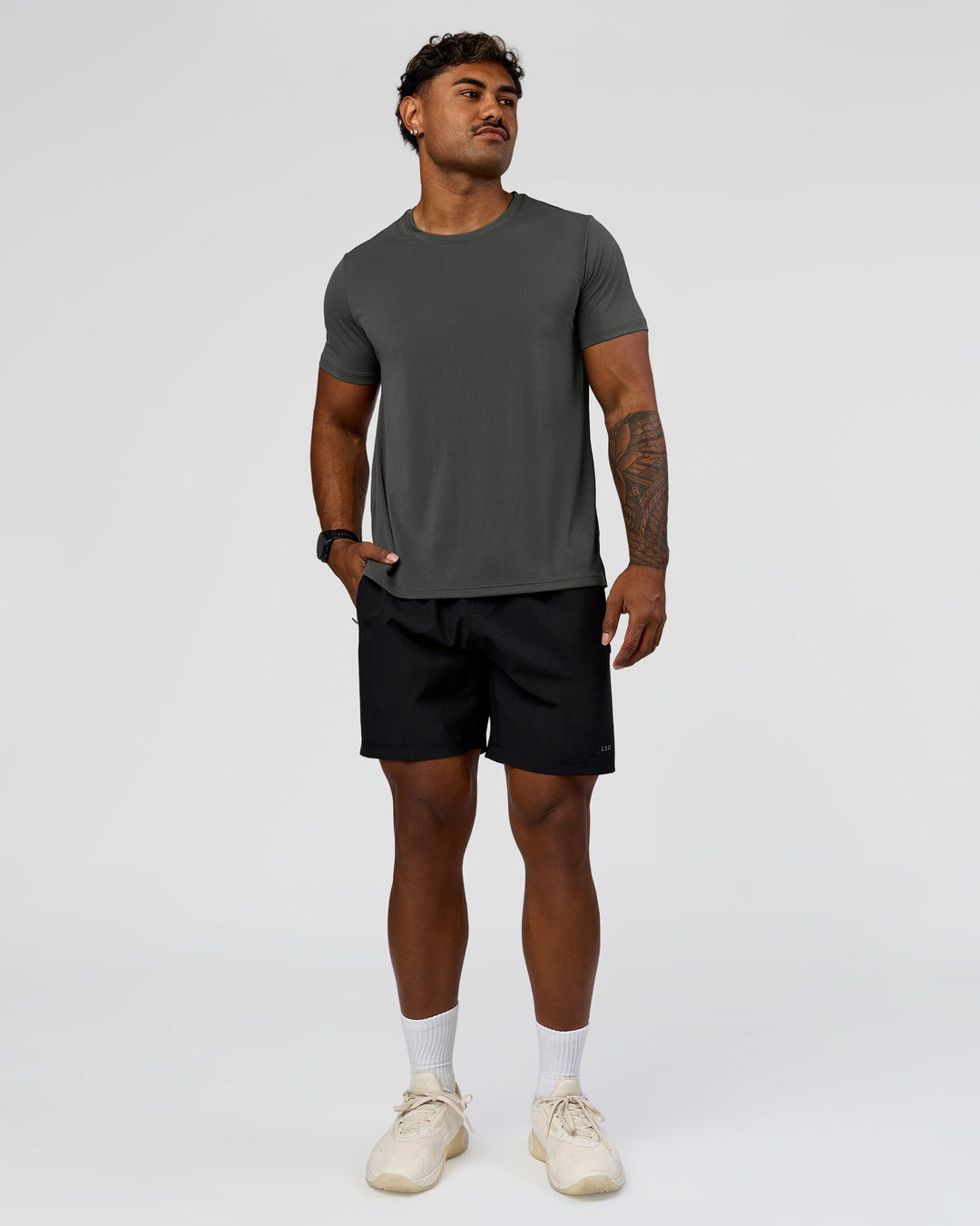 Man wearing Rep Training Tee - Dark Storm | Model:Xav | Size:L - view 3