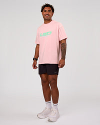 Man wearing Sideline FLXCotton Oversized Tee - Marshmallow-Jelly Mint | Model:Xav | Size:L | Thumbnail Index: 12