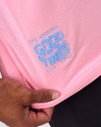 Man wearing Values Manifesto Heavyweight Oversized Tee  - Pink Rose-Open Air | Model:Xav | Size:L | Thumbnail Index: 12