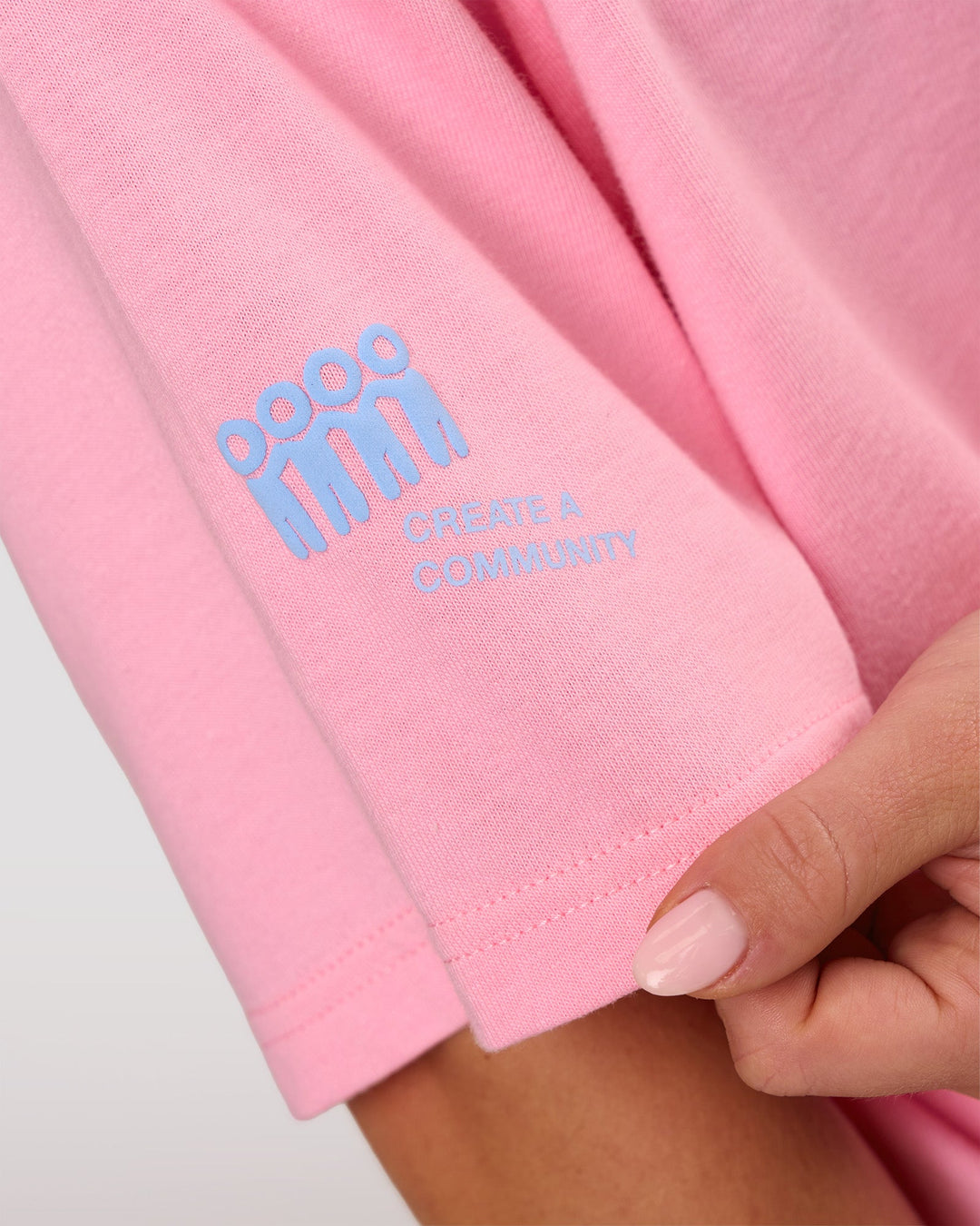 Man wearing Values Manifesto Heavyweight Oversized Tee  - Pink Rose-Open Air | Model:Xav | Size:L - view 15