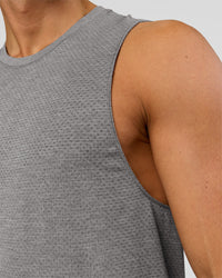 Man wearing AeroFLX+ Seamless Muscle Tank - Dark Storm/Alloy | Model:Albert | Size:M | Thumbnail Index: 5