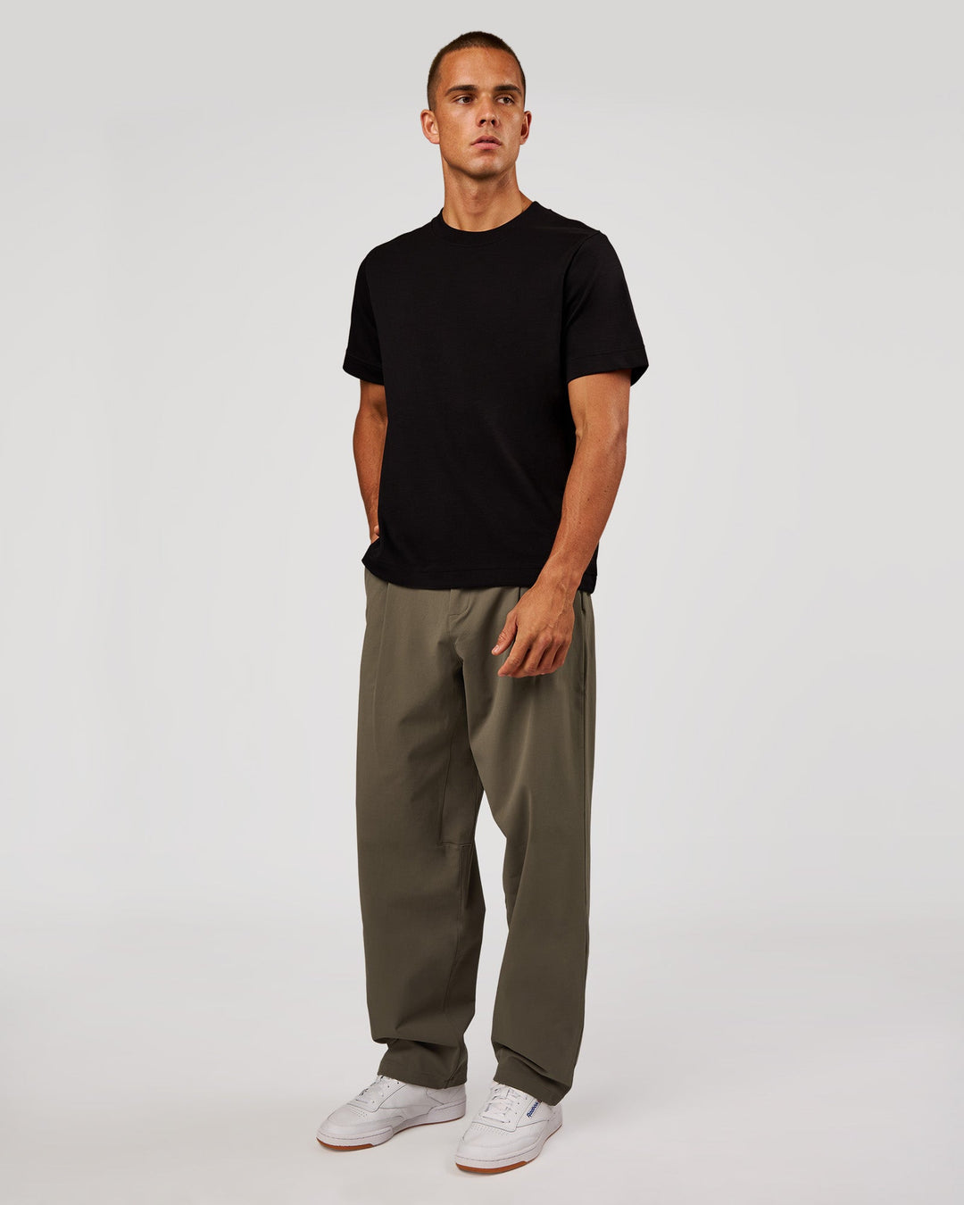 Man wearing AfterDark ZeroCrease Regular Tee - Black | Model:Albert | Size:M - view 2