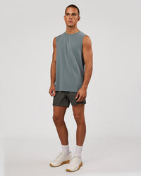 Man wearing Base FLXCotton Tank - Blue Mirage Washed | Model:Albert | Size:M | Thumbnail Index: 2
