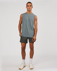 Man wearing Base FLXCotton Tank - Blue Mirage Washed | Model:Albert | Size:M | Thumbnail Index: 4