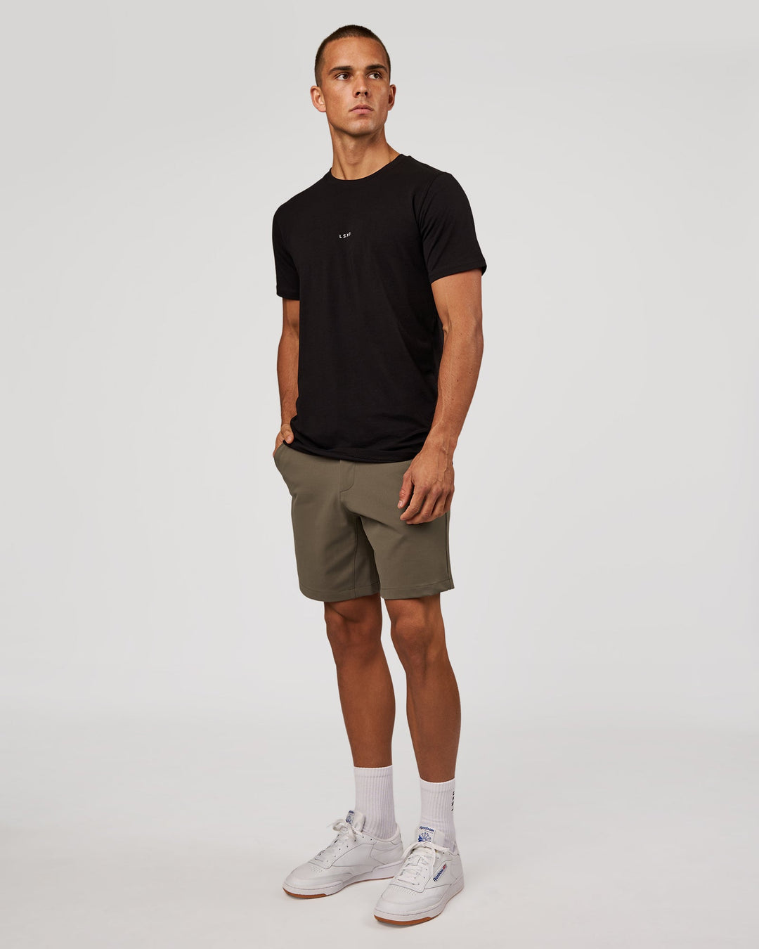 Man wearing Base FLXCotton Tee - Black | Model:Albert | Size:M - view 4