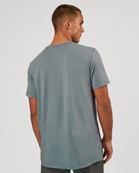 Man wearing Base FLXCotton Tee - Blue Mirage Washed | Model:Albert | Size:M | Thumbnail Index: 2