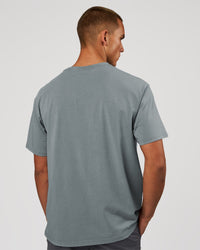 Man wearing Base FLXCotton Tee Oversized - Blue Mirage Washed | Model:Albert | Size:M | Thumbnail Index: 2