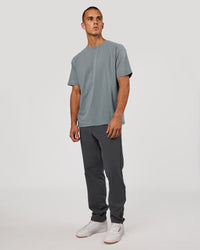 Man wearing Base FLXCotton Tee Oversized - Blue Mirage Washed | Model:Albert | Size:M | Thumbnail Index: 4