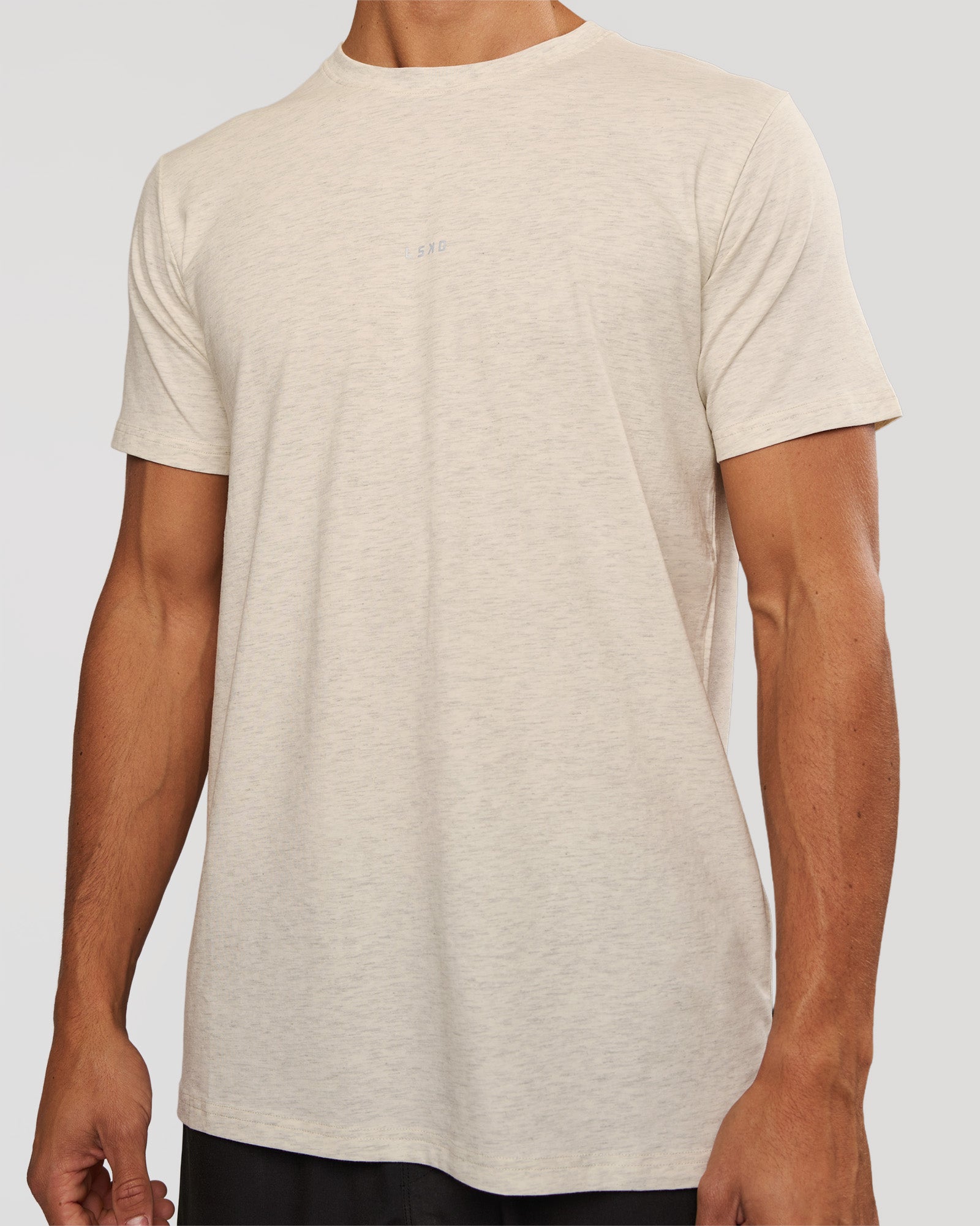 Man wearing Base FLXCotton Tee - Silver Marl | Model:Albert | Size:M