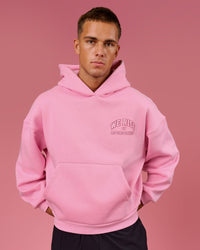 Man wearing BCAM Heavyweight Boxy Hoodie - Pink Rose | Model:Albert | Size:M | Thumbnail Index: 5