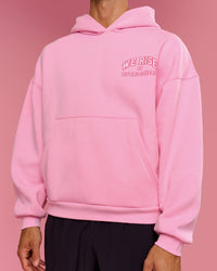 Man wearing BCAM Heavyweight Boxy Hoodie - Pink Rose | Model:Albert | Size:M | Thumbnail Index: 8