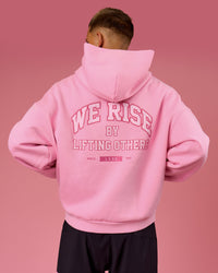 Man wearing BCAM Heavyweight Boxy Hoodie - Pink Rose | Model:Albert | Size:M | Thumbnail Index: 14