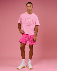 Man wearing BCAM Heavyweight FLXCotton Graphic Boxed Tee - Pink Rose | Model:Albert | Size:M | Thumbnail Index: 11
