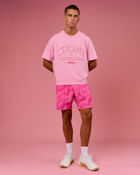 Man wearing BCAM Heavyweight FLXCotton Graphic Boxed Tee - Pink Rose | Model:Albert | Size:M | Thumbnail Index: 13