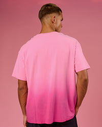 Man wearing BCAM Ombre Heavyweight FLXCotton Oversized Tee  - Pink Rose-Ultra Pink | Model:Albert | Size:M | Thumbnail Index: 4