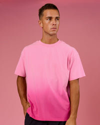 Man wearing BCAM Ombre Heavyweight FLXCotton Oversized Tee  - Pink Rose-Ultra Pink | Model:Albert | Size:M | Thumbnail Index: 13