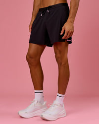 Man wearing BCAM Pace 5" Lined Running Short - Black | Model:Albert | Size:M | Thumbnail Index: 5