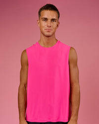 Man wearing BCAM Rep Muscle Training Tank - Ultra Pink | Model:Albert | Size:M | Thumbnail Index: 1